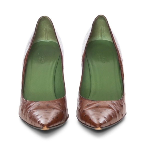 Gucci Vintage Ostrich Embossed Leather Pumps - Picture 4 of 8